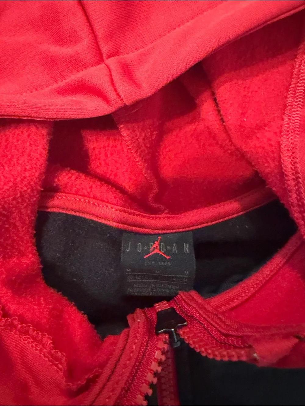 Jordan Red and Black Hooded Full-Zip Puffer Jacket